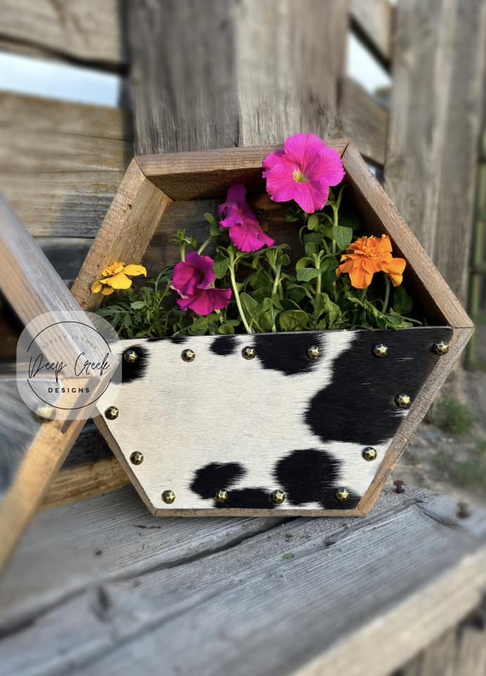 Custom Cowhide Hexagon Planter Boxes