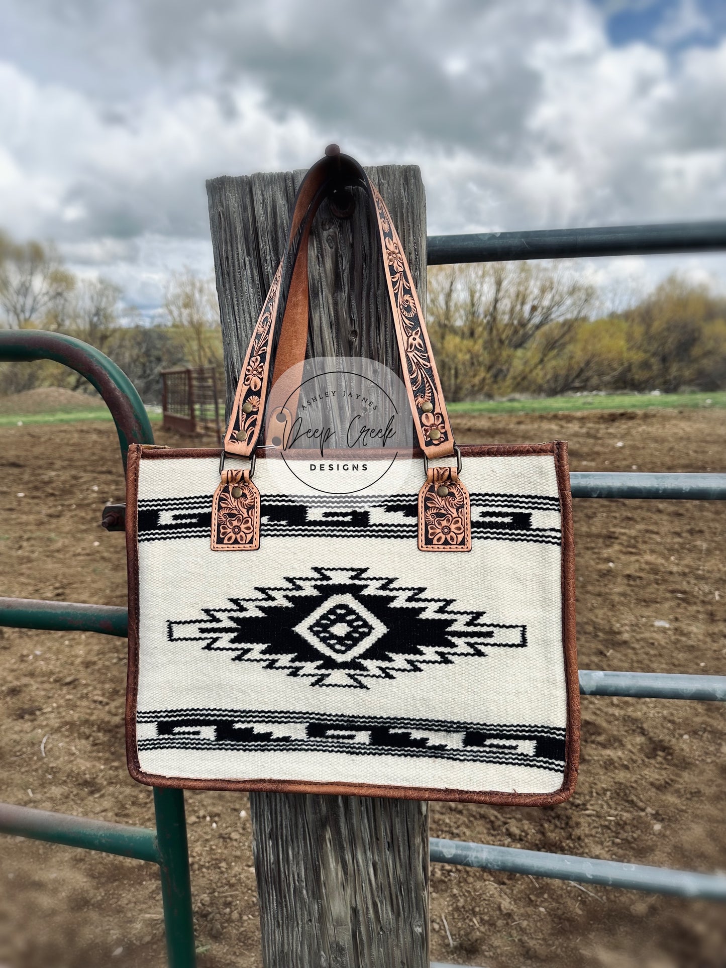 Black/White Saddle Blanket Tote Bag