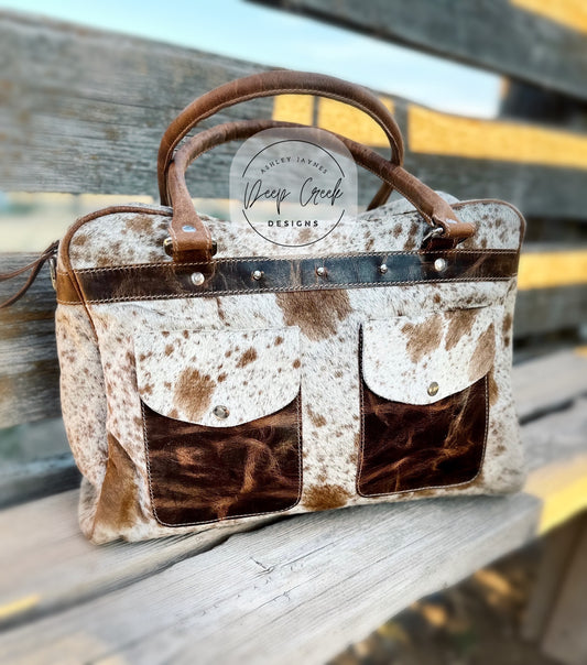 Cowhide Duffel Travel Bag