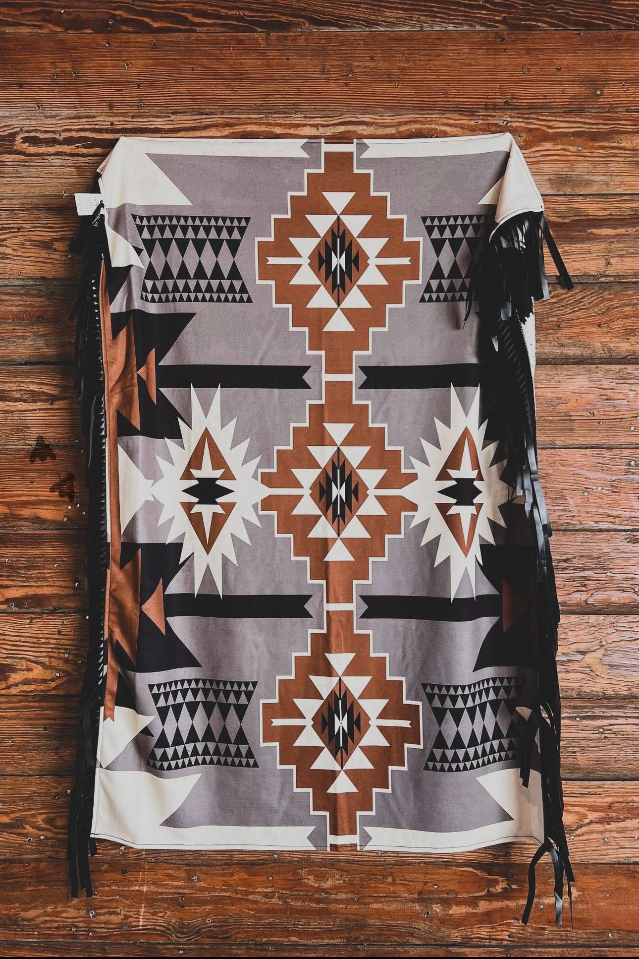 Cowprint/Aztec Fringe Throw