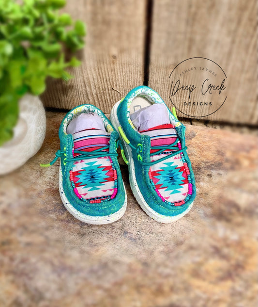 Toddler Aztec Turquoise / Hot Pink